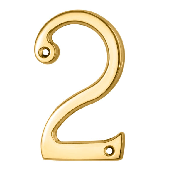 Carlisle Brass - Numeral Face Fix (No.2) 76mm - Polished Brass - N2