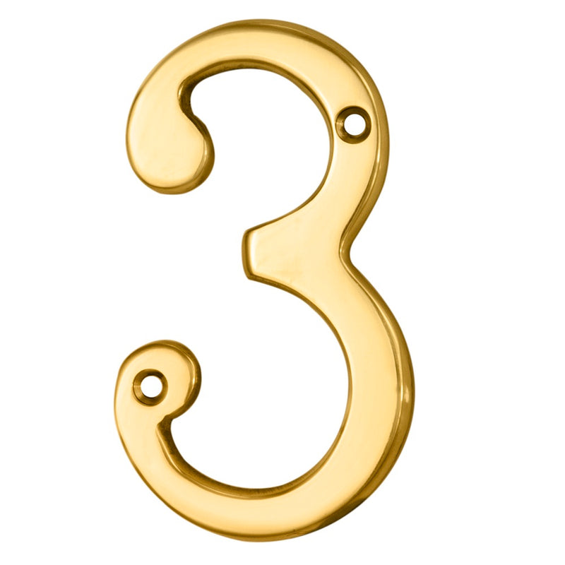 Carlisle Brass - Numeral Face Fix (No.3) 76mm - Polished Brass - N3 - Choice Handles
