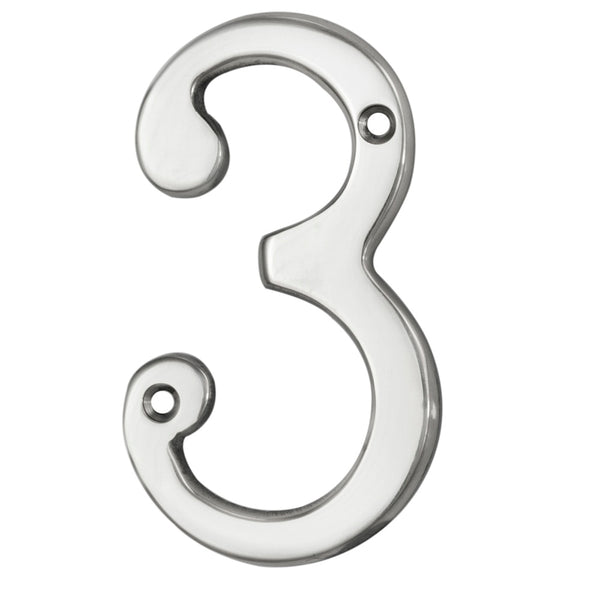 Carlisle Brass - Numeral Face Fix (No.3) 76mm - Polished Chrome - N3CP