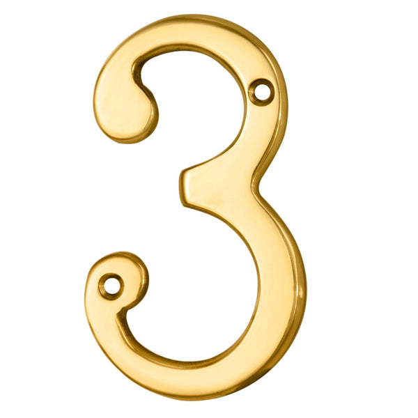 Carlisle Brass - Numeral Face Fix (No.3) 76mm - Polished Brass PVD - N3PVD