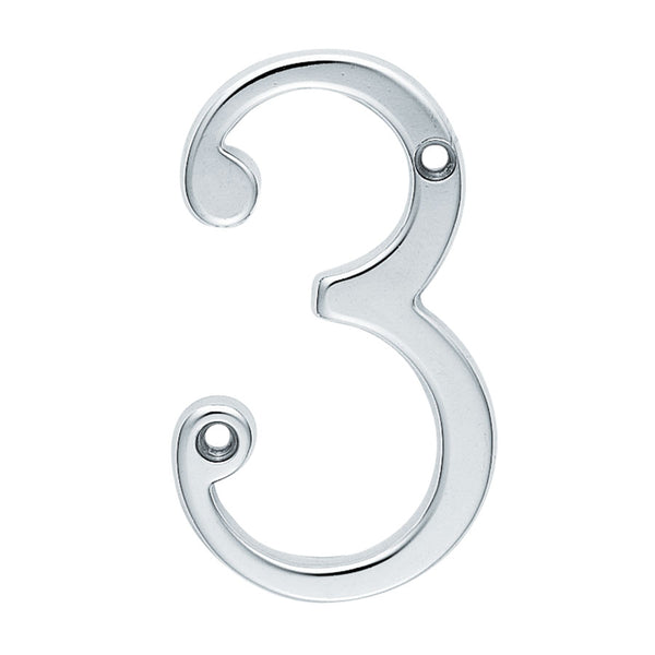 Carlisle Brass - Numeral Face Fix (No.3) 76mm - Satin Chrome - N3SC