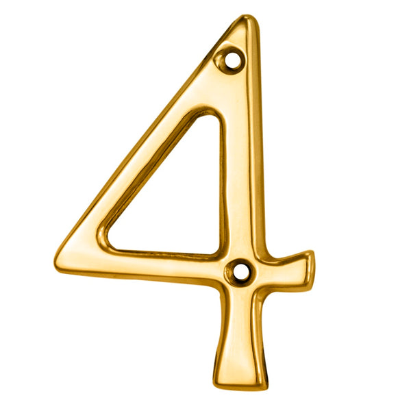 Carlisle Brass - Numeral Face Fix (No.4) 76mm - Polished Brass - N4