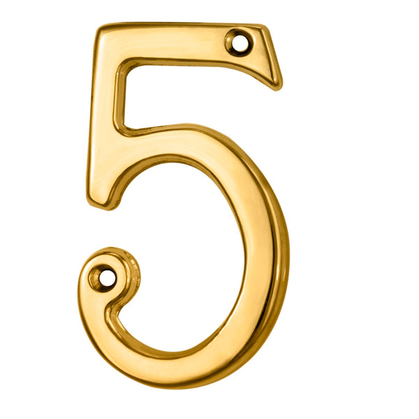 Carlisle Brass - Numeral Face Fix (No.5) 76mm - Polished Brass - N5