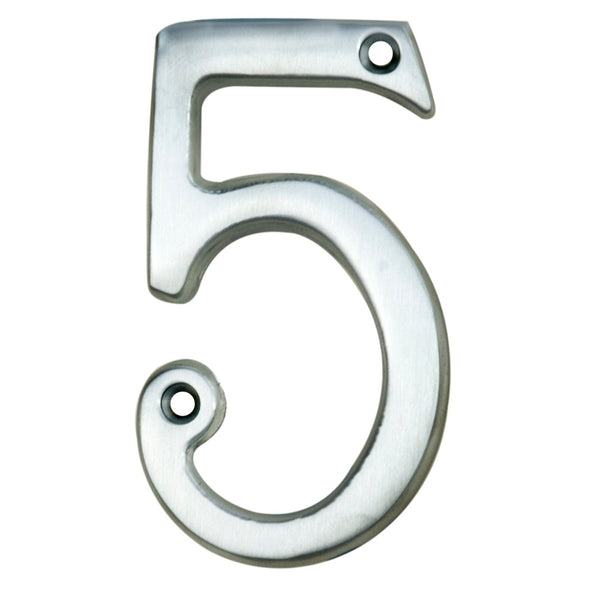 Carlisle Brass - Numeral Face Fix (No.5) 76mm - Satin Chrome - N5SC