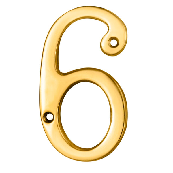 Carlisle Brass - Numeral Face Fix (No 6 Or 9) 76mm - Polished Brass PVD - N6PVD