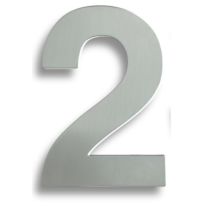 Eurospec - 178mm Stainless Steel 7" Door Numerals (0-9) (Number 2) - Satin Stainless Steel - NUM10172SSS - Choice Handles