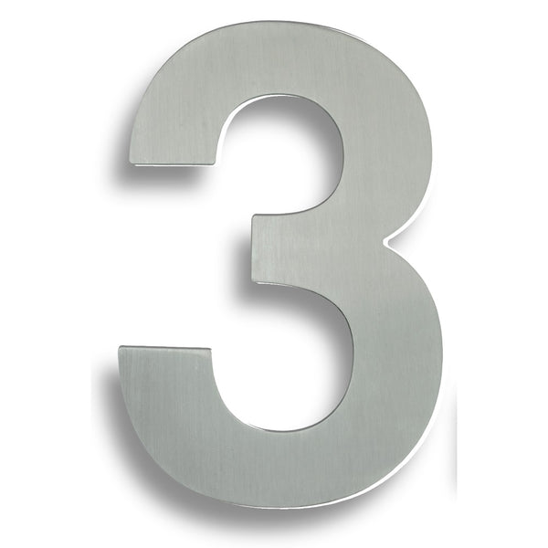 Eurospec - 178mm Stainless Steel 7" Door Numerals (0-9) (Number 3) - Bright Stainless Steel - NUM10173BSS