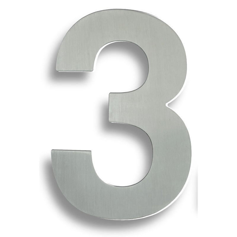 Eurospec - 178mm Stainless Steel 7" Door Numerals (0-9) (Number 3) - Bright Stainless Steel - NUM10173BSS