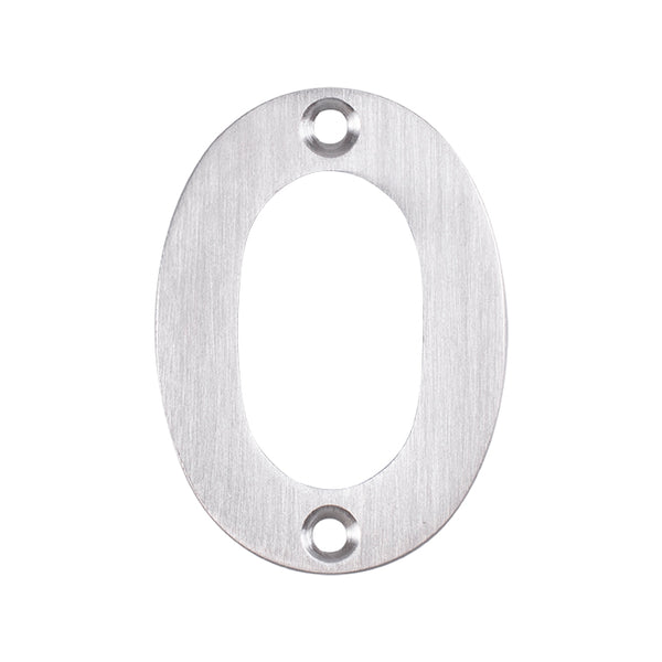 Eurospec - 50mm Door Numerals Number 0  - Satin Stainless Steel - NUM10500SSS