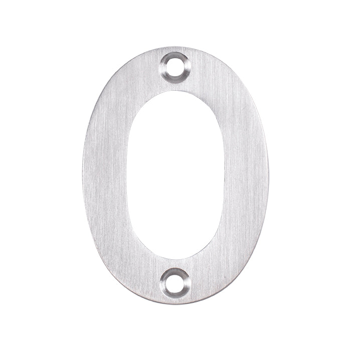 Eurospec - 50mm Door Numerals Number 0  - Satin Stainless Steel - NUM10500SSS