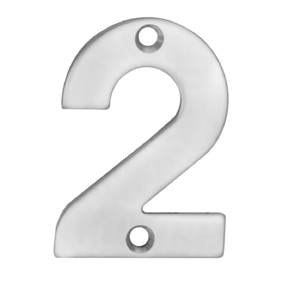 Eurospec - 50mm Door Numerals Number 2  - Satin Stainless Steel - NUM10502SSS