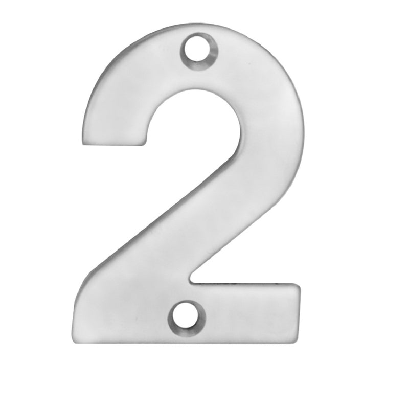 Eurospec - 50mm Door Numerals Number 2  - Satin Stainless Steel - NUM10502SSS