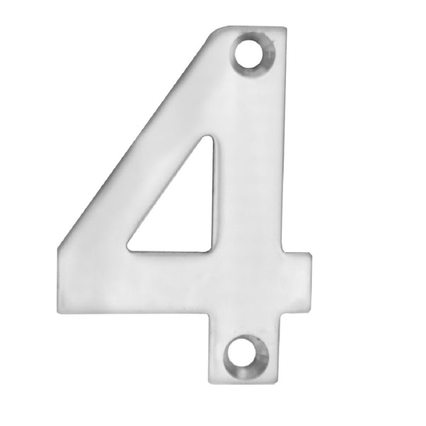 Eurospec - 50mm Door Numerals Number 4  - Satin Stainless Steel - NUM10504SSS