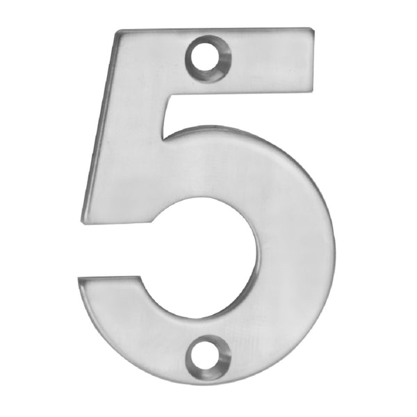 Eurospec - 50mm Door Numerals Number 5  - Satin Stainless Steel - NUM10505SSS