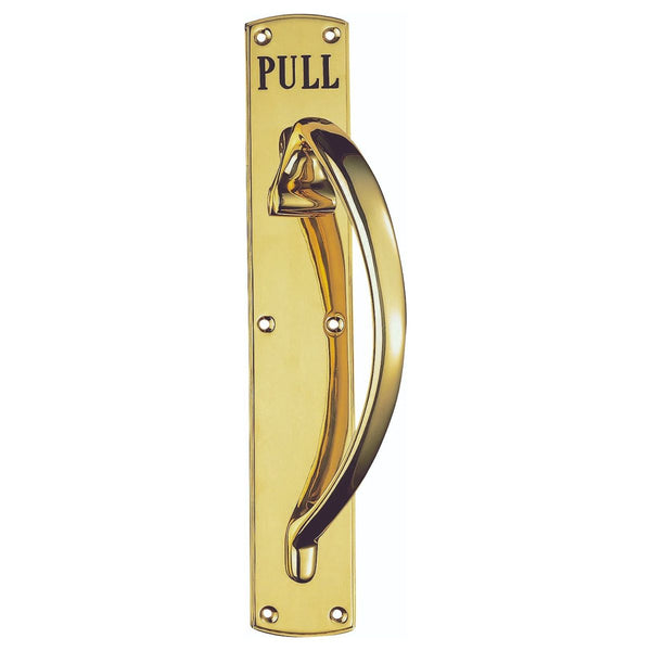 Carlisle Brass - Engraved Large Pull Handle Right Hand 453mm x 75mm - Polished Brass - PF103ER - Choice Handles