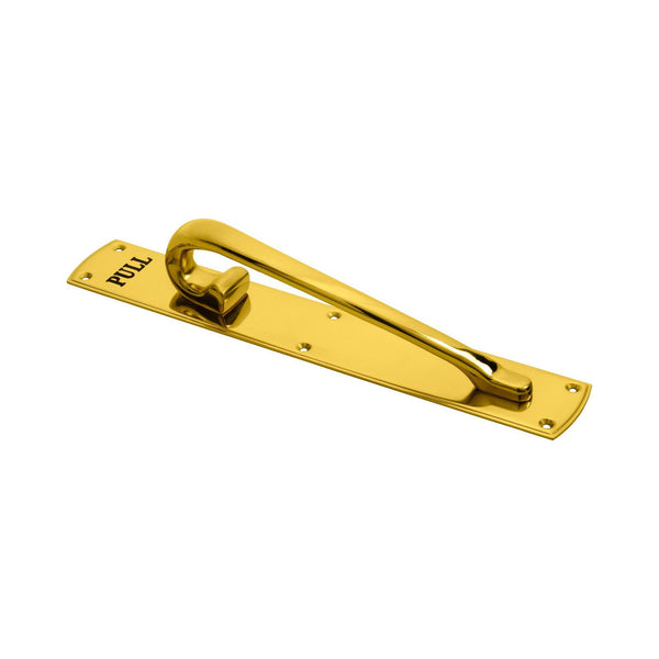 Carlisle Brass - Engraved Large Pull Handle Left Hand 453mm x 75mm - Polished Brass - PF104EL - Choice Handles