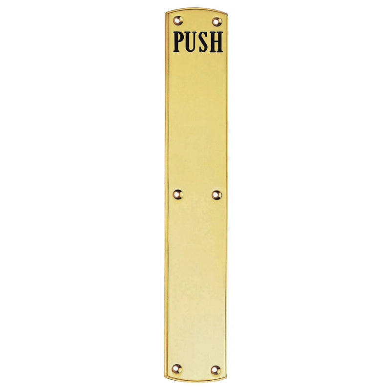 Carlisle Brass - Push Plate (Engraved) 457mm X 76mm - Polished Brass - PF105E