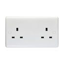 Eurolite Enhance White Plastic 2 Gang Unswitched Socket - White - PL4040 - Choice Handles