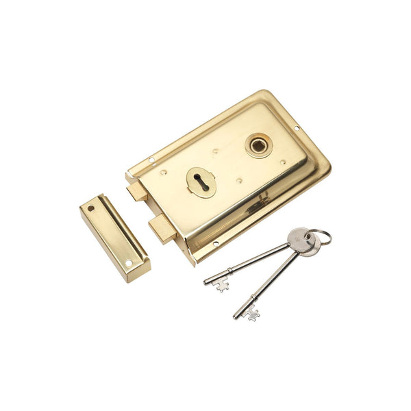 Eurospec - Traditional Rim Deadlock 150mm x 100mm - Polished Brass - RSE8064PB - Choice Handles