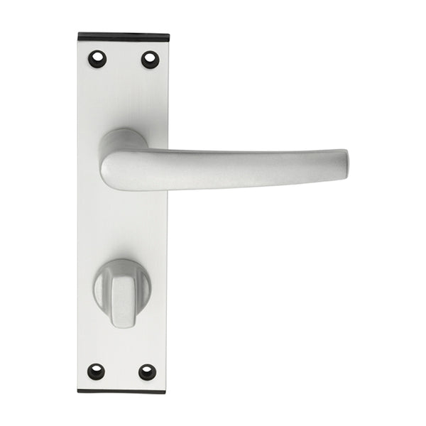 Eurospec - Aluminium MIAL Lever on bathroom / privacy backplate - Satin Anodised Aluminium - SAA60WC - Choice Handles