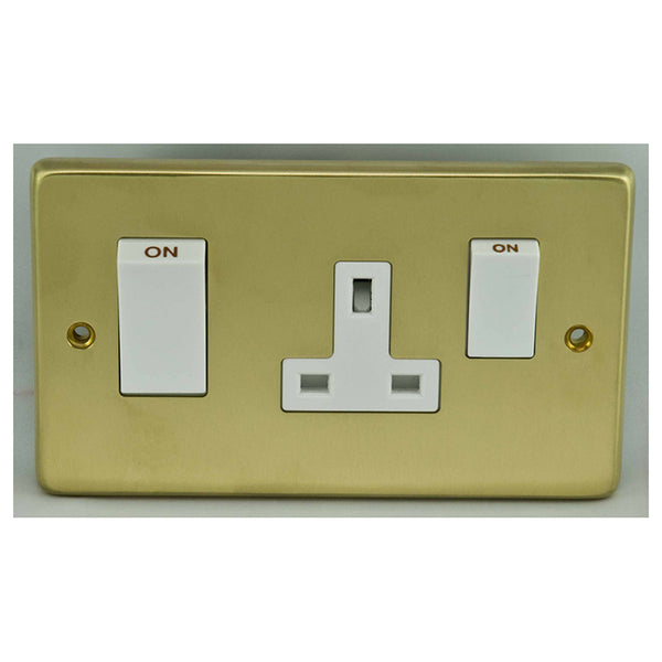 Eurolite Stainless steel 45Amp Switch With A Socket - Satin Brass - SB45ASWASW - Choice Handles