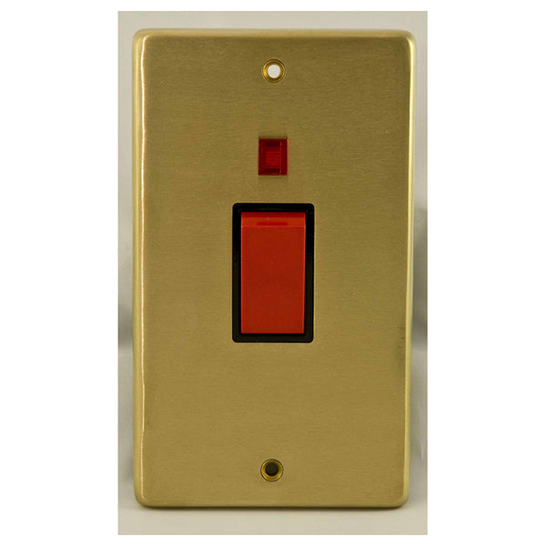 Eurolite Stainless steel 45Amp Switch With Neon Indicator - Satin Brass - SB45ASWNB - Choice Handles
