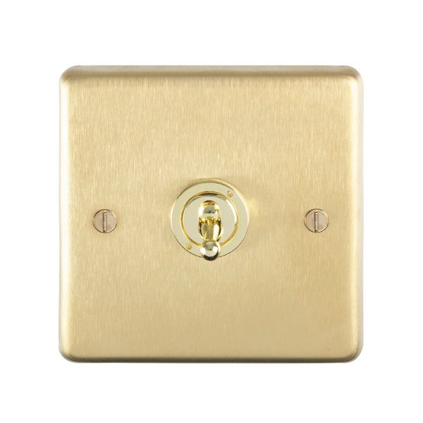 Eurolite Stainless steel 1 Gang Toggle Switch - Satin Brass - SBT1SW - Choice Handles