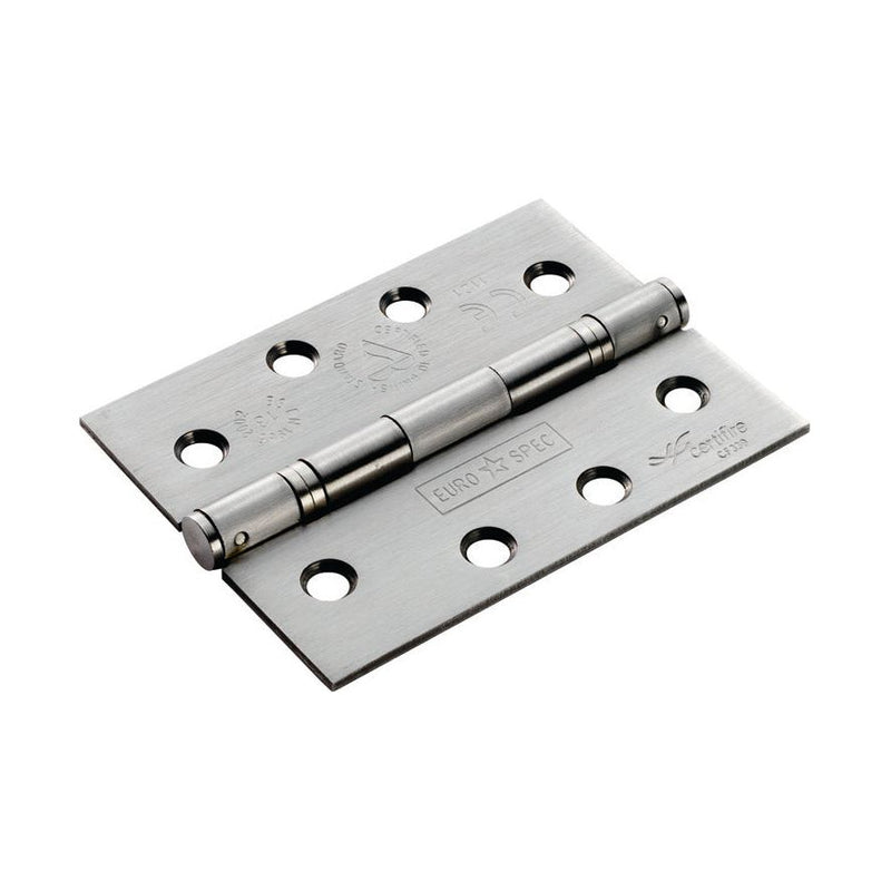 Eurospec - 102 X 76 X 2.5mm Slim Knuckle Ball Bearing Hinge Grade 13 C/W Screws (Pair) - Satin Stainless Steel - SCH14325/13SSS