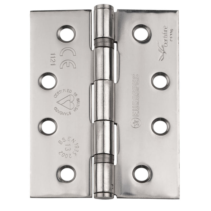 Eurospec - 102 X 76 X 2.5mm Slim Knuckle Ball Bearing Hinge Grade 13 C/W Screws (Pair) - Bright Stainless Steel - SCH14325/13BSS
