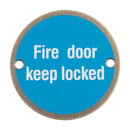 Eurospec - Signage Fire Door - Keep Locked - Antique Brass - SEX1015AB - Choice Handles