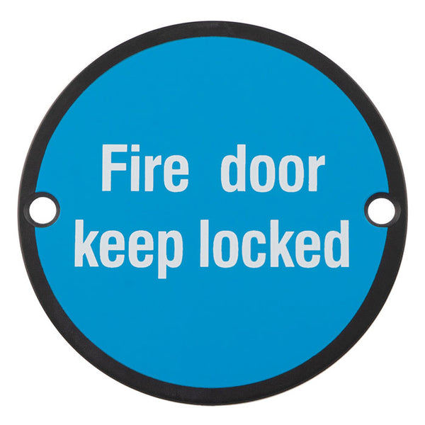 Eurospec - Signage Fire Door - Keep Locked 75mm  - Matt Black - SEX1015MB - Choice Handles