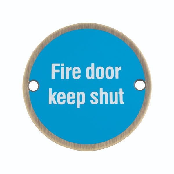 Eurospec - Signage Fire Door - Keep Shut - Antique Brass - SEX1016AB