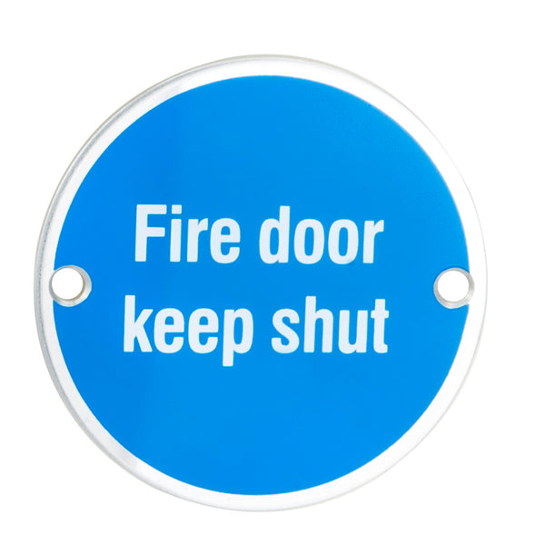 Eurospec - Fire Door Keep Shut Symbol 75mm - Satin Anodised Aluminium - SEX4016SAA - Choice Handles