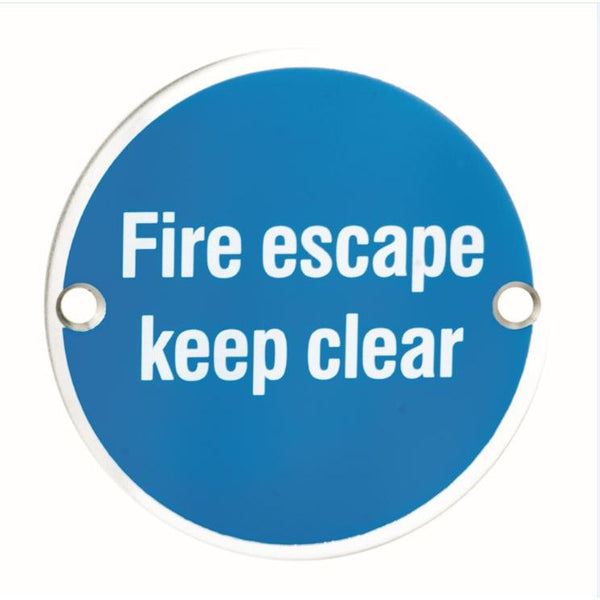 Eurospec - Signage Fire Escape - Keep Clear 75mm   - Bright Stainless Steel - SEX1021BSS - Choice Handles