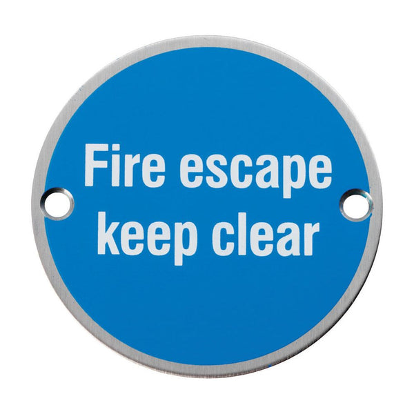 Eurospec - Signage Fire Escape - Keep Clear 75mm   - Satin Stainless Steel - SEX1021SSS - Choice Handles