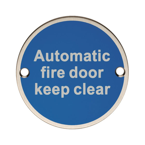 Eurospec - Automatic Fire Door - Keep Clear 75mm  - Bright Stainless Steel - SEX1022BSS - Choice Handles