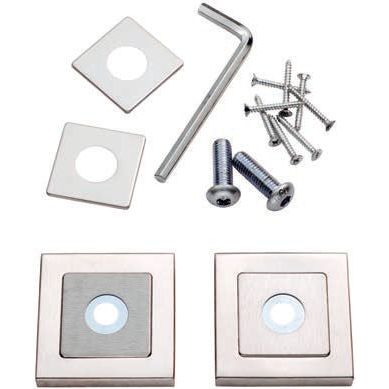 Eurospec - Face Fix Square Rose To Suit Pull Handles - Pair - Bright/Satin Stainless Steel - SSR1405SSS/DUO