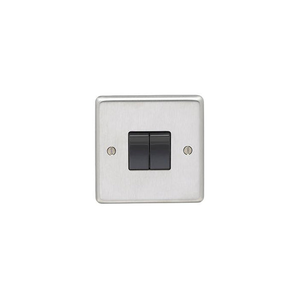 Eurolite Stainless steel 2 Gang Switch - Satin Stainless Steel - SSS2SWB - Choice Handles