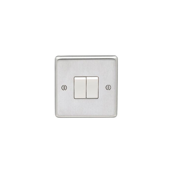 Eurolite Stainless steel 2 Gang Switch - Satin Stainless Steel - SSS2SWW - Choice Handles