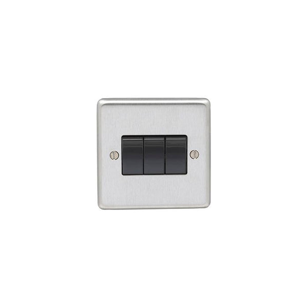 Eurolite Stainless steel 3 Gang Switch - Satin Stainless Steel - SSS3SWB - Choice Handles