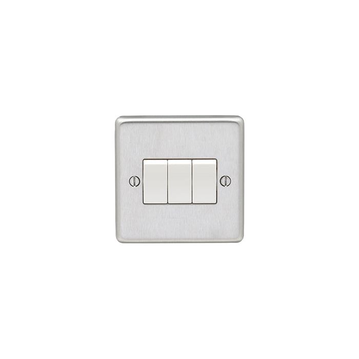 Eurolite Stainless steel 3 Gang Switch - Satin Stainless Steel - SSS3SWW - Choice Handles
