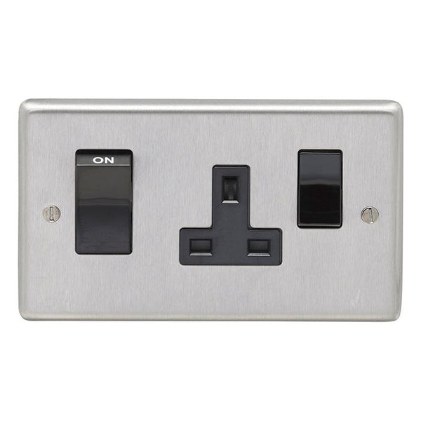 Eurolite Stainless steel 45Amp Switch With A Socket - Satin Stainless Steel - SSS45ASWASB - Choice Handles