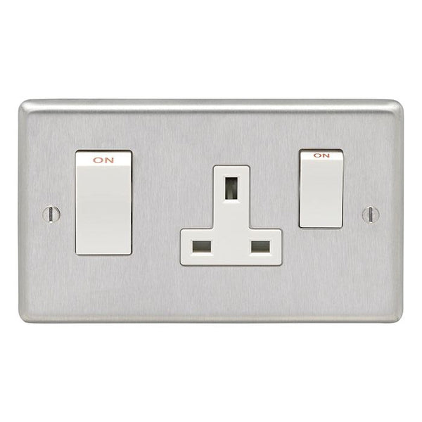 Eurolite Stainless steel 45Amp Switch With A Socket - Satin Stainless Steel - SSS45ASWASW - Choice Handles
