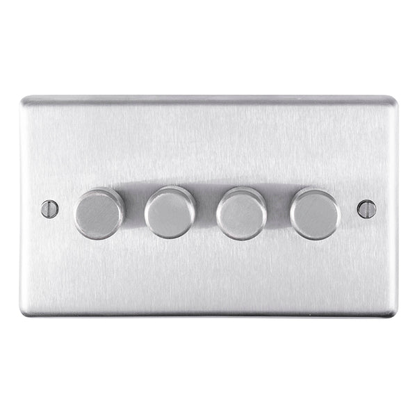 Eurolite Stainless steel 4 Gang Dimmer - Satin Stainless Steel - SSS4DLED - Choice Handles