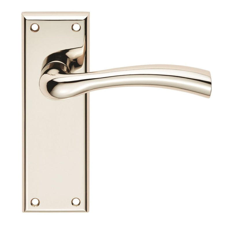 Serozzetta - Serozzetta Cinquanta Lever on Latch Backplate - Polished Nickel - SZR052PN - Choice Handles