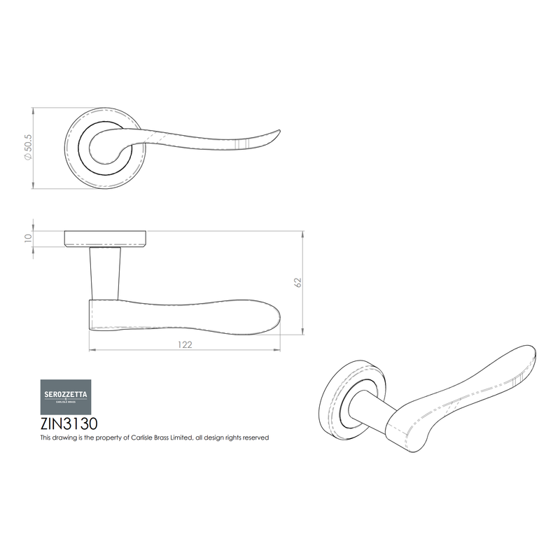 Serozzetta Verdun Lever On Rose - Satin Brass - ZIN3130SB