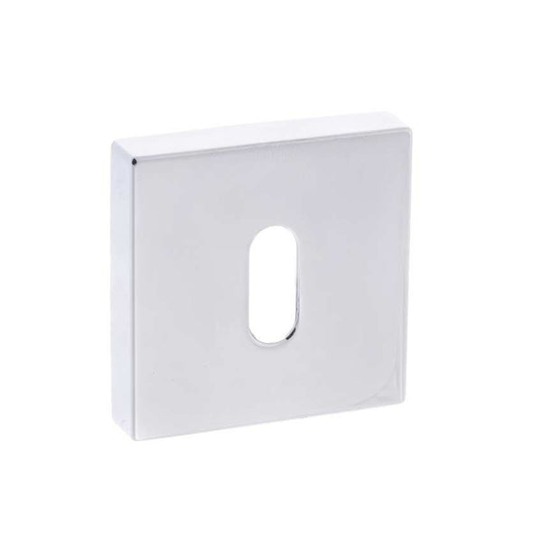 Atlantic Forme Key Escutcheon on Minimal Square Rose - Polished Chrome - FMSKPC - Choice Handles