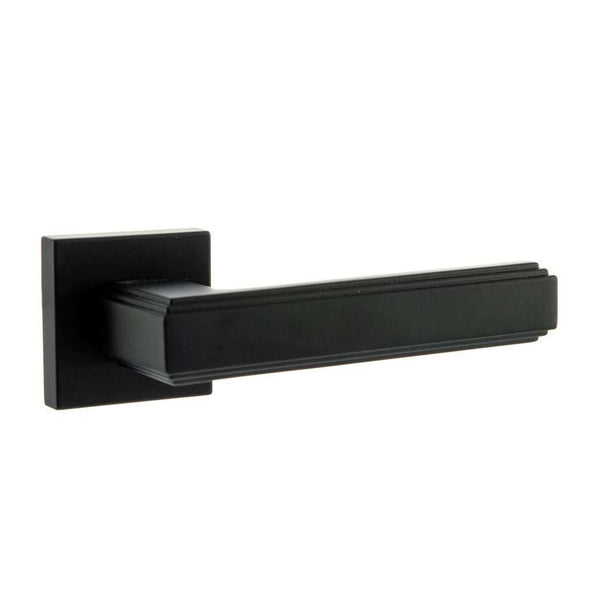 Atlantic - Forme Alila Designer Lever on Minimal Square Rose - Matt Black - FMS293MB - Choice Handles