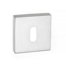 Atlantic Forme Key Escutcheon on Minimal Square Rose - Satin Chrome - FMSKSC - Choice Handles