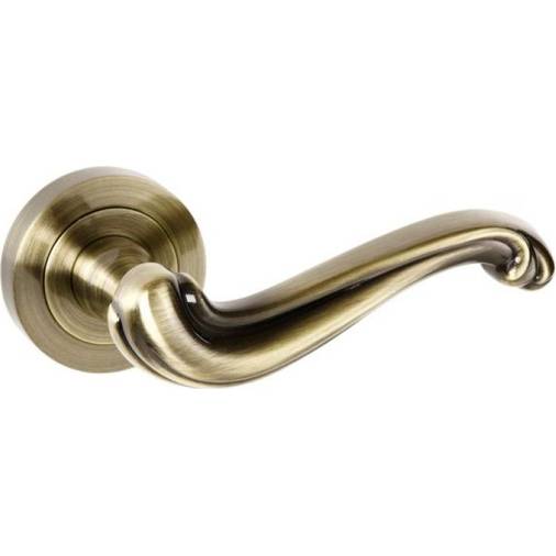 Atlantic - Old English Colchester Lever on Round Rose - Antique Brass - OE177AB - Choice Handles